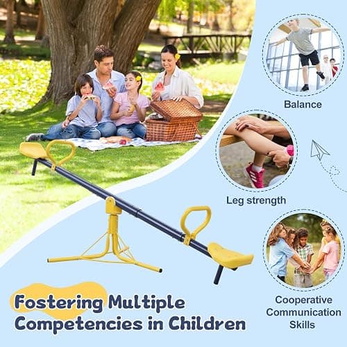 TAILERNRUYE Seesaw for Kids Outdoor for Ages 2-10,68.5 inch Teeter Totter Sit and Spin Outdoor Toys Swiveling 360 Degrees Rotating for Children Age 2 3 4 5 6 7 8 9 10 Courtyard Park Playground Balcony thumbnail 6