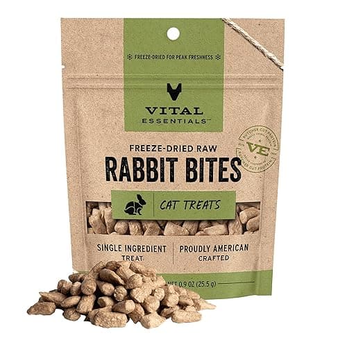 Vital Essentials Freeze Dried Cat Treats | Rabbit Bites, Single Protein | Premium Quality | Grain Free, Crunchy Cat Treats, 0.9 oz Bag - Image 1