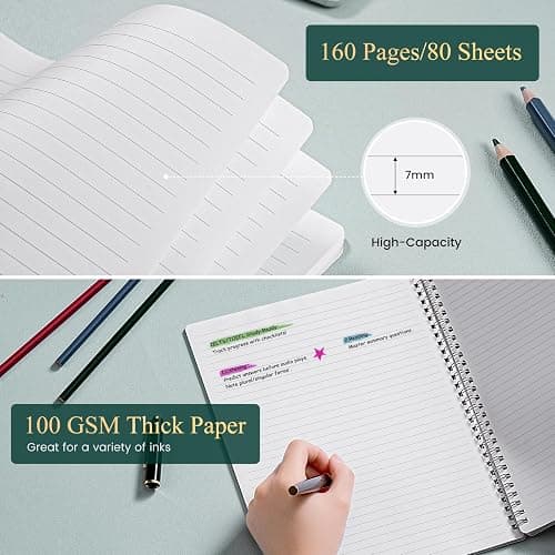 Spiral Notebook/Journal - Notebook, 8.5" x 11", Notebooks Journal for Work, 160 Pages, Journals for Women, Notebooks College Ruled Journals for Writing, with Premium Paper & Back Pocket, Moon Design - Floral thumbnail 6