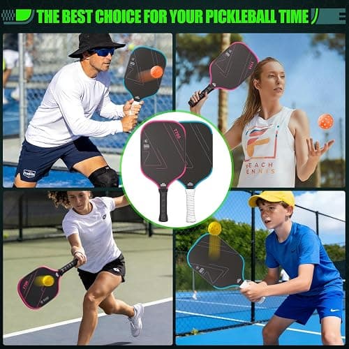 QPVZX Carbon Fiber Pickleball Paddles, Lightweight Pickleball Paddle Set with Comfortable Grip, Includes Balls & Carry Bag, Pickleball Rackets for Beginners & Intermediate Players thumbnail 7