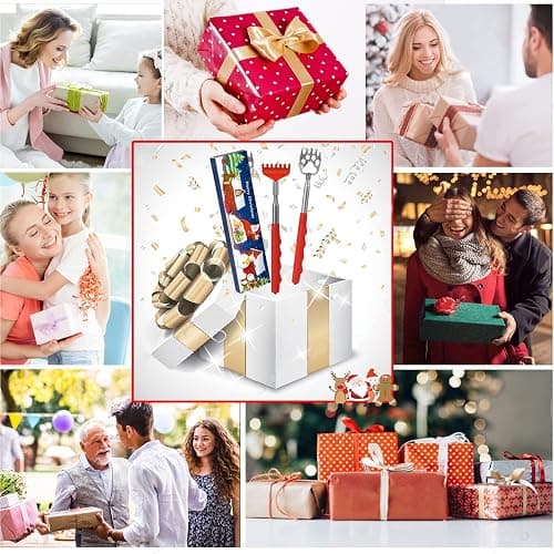 Stocking Stuffers for Men, 2 Pack Extendable Back Scratcher, Christmas Gifts for Men, Santa's Claws Telescopic Back Scratchers with Christmas Gift Box, Red Massage Tool for Back with Rubber Handles thumbnail 7