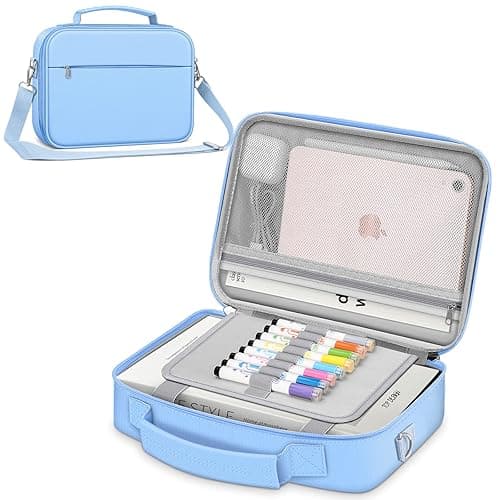 FINPAC Large Bible Cover w/Shoulder Strap, Carrying Book Case Church Bag Bible Protective w/Pen Slots and Zippered Pocket, Gift for Women Lady, Pastel Blue