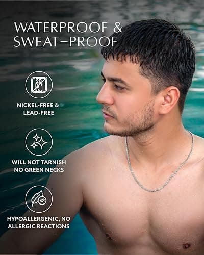 RTZN® Gold Rope Chain for Men – 3mm Mens Rope Chain – Premium Stainless Steel Necklace for Men & Boys – Non-Tarnish & Waterproof Black, Silver, Gold Mens Chain Necklaces – 18/20/22/24/26" Inches thumbnail 5