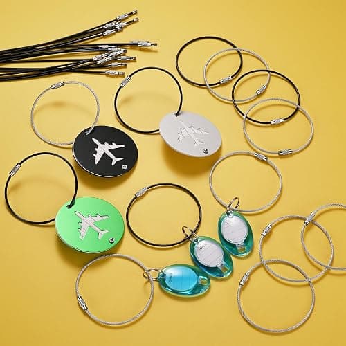 Imslery 7.8 in Steel Wire Keychain Cable,Nylon Coated Metal Key Ring,Luggage Tags Loops 2mm Twist Barrel,Silver thumbnail 6