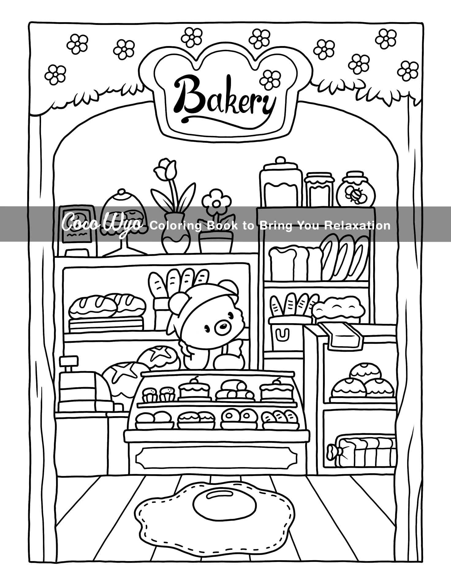 Cozy Spaces: Coloring Book for Adults and Teens Featuring Relaxing Familiar Corners with Cute Animal Characters for Stress Relief thumbnail 4