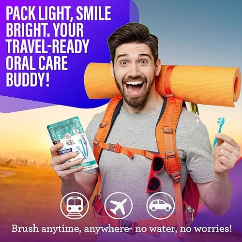 GuruNanda Mini Disposable Toothbrushes with Toothpaste & Toothpick, Prepasted Ready-to-Go Travel Toothbrush with Butter on Gums Bristles - Fluoride Free, No Rinsing, Individually Wrapped, 70 Ct thumbnail 2