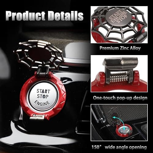 TOMALL Tapa de botón de arranque universal para coche y moto, tapa de botón de arranque, moldura, resistente a los arañazos, anillo de encendido del motor, cubierta protectora universal para thumbnail 4