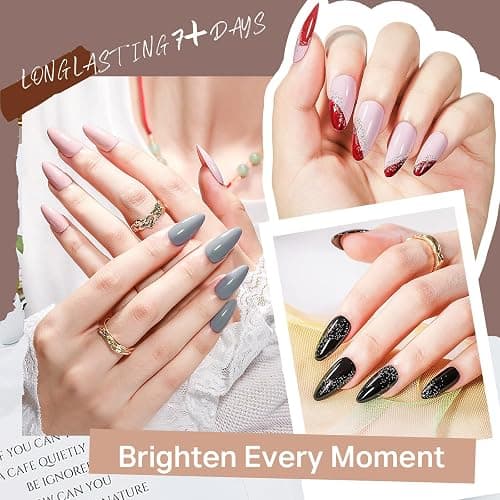 MIZHSE Quick Dry Nail Polish Set, 24 Colors Fall Winter Regular Nail Polish Non Gel, Air Dry Fast Trendy Glitter Bulk Gray Brown Nail Lacquer Oil-based Fingernail Toe Home DIY Gift for Women thumbnail 5