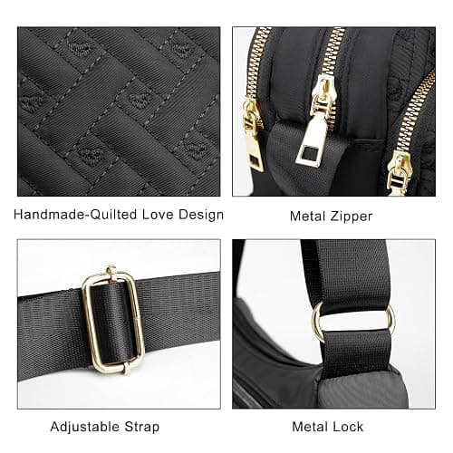 Medium Nylon Crossbody Bags for Women Trendy Crossbody Purses Travel Large Cross Body Bag Quilted Purse thumbnail 5
