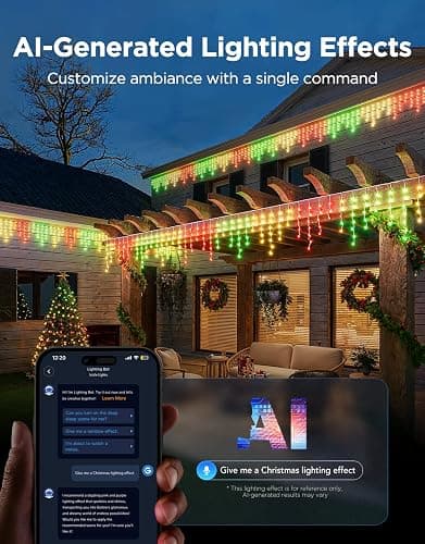 Govee Icicle Lights, Smart RGBIC Christmas Lights for Outside, 33ft with 400 LEDs Icicle Light Outdoor, IP67 Waterproof, Music Sync, Voice Control, 78+ Scene Modes for Christmas Decor thumbnail 3