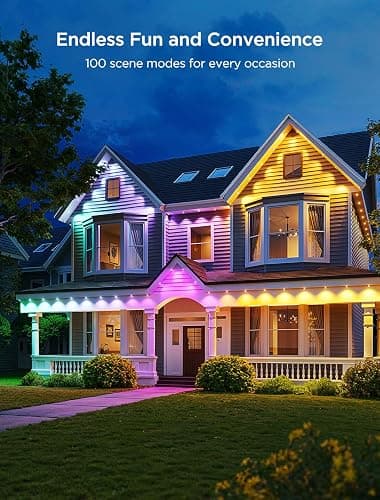 Govee Permanent Outdoor Lights 2, 100ft RGBIC Outdoor Lights with 72 LED Lights, IP67 Waterproof, 100 Scene Modes with 40lm White for Outdoor Decorations, Works with Alexa, Google Assistant, White thumbnail 3