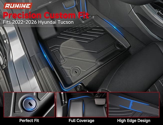 Floor Mats for Hyundai Tucson 2022-2025 2026(Excluding Hybrid & PHEV), All Weather Protection Custom Floor Mats Trunk Cargo and Car Windshield Cover Set for Car Accessories,Car Floor Liners Set thumbnail 2