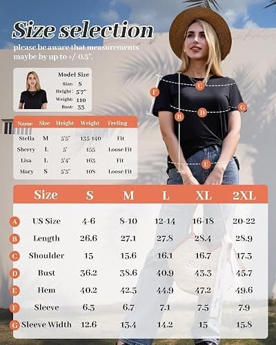 GAYHAY T Shirts for Women - Short Sleeve Spring Summer Tops Soft Basic Tees Beach Vacation Clothes for Casual 2026 thumbnail 6