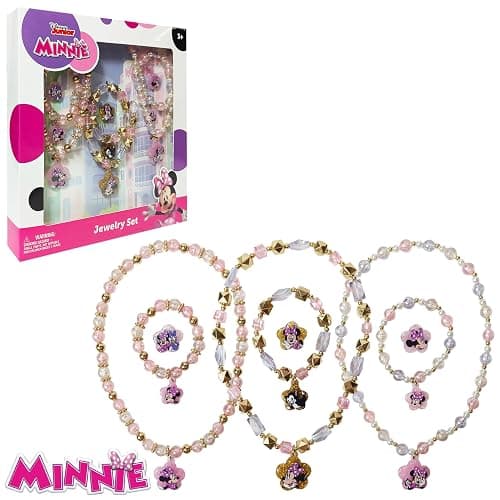 LUV HER Disney Minnie Girls Jewelry Set - Dress up Toy Jewelry Box Sets with Bead Necklace, Bead Bracelet and Ring - Play Accessories - Ages 3+ thumbnail 7