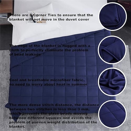 L'AGRATY Weighted Blanket - 48"x72" 15lbs Cooling Breathable Heavy Blanket Microfiber Material with Glass Beads for Adult All-Season Summer Fall Winter Soft Thick Comfort thumbnail 3