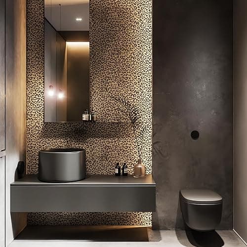 JiffDiff Leopard Print Peel and Stick Wallpaper, Waterproof Removable Self Adhesive Textured Wall Paper, Yellow Unique Funky Cheetah Contact Paper for Bedroom and Bathroom 240"X17.3"(28.8 sq. ft) thumbnail 4