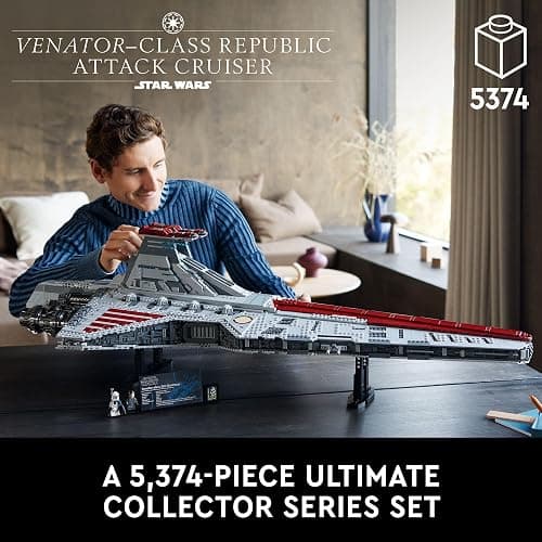 LEGO Star Wars Venator-Class Republic Attack Cruiser, Ultimate May The 4th Collectibles, Series Building Set with Captain Rex Minifigure, Star Wars Fan Gift, Stress Relief Clone Wars Activity, 75367 thumbnail 2