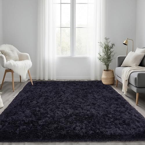 OHDS Black Fluffy Rug for Bedroom 6x9 ft - Ultra Soft & Non Slip Shaggy Area Rug, Comfy Durable Carpet for Living Room Kids Room Teens Dorm Home Decor, 1.7'' Thick Indoor Plush Carpets thumbnail 6
