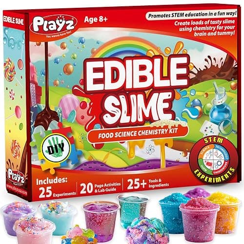 Playz Edible Slime Candy Making Science Kit for Kids Ages 8-12 Years Old - Food Science Chemistry Kid Science Kit with 25 Experiments to Make Slime Chocolates, Educational Science Kits for Boy & Girls - Image 1