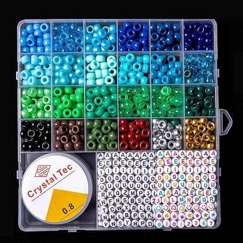 nikkiGUO 2500 PCS Pony Beads Jewelry Making Kit – 96 Colors, UV Color Changing & Glow Alphabet Beads, Heart Bow Crystal String, Tools, Gift Box for DIY Bracelets, Necklaces thumbnail 4