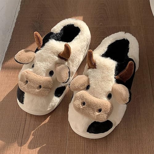 Jerzmy Cute Animal Cow Pig Men Women House Slippers, Comfy Memory Foam Cloudy Soft Slippers Plush Home Shoes for Bedroom Living Room Indoor thumbnail 7