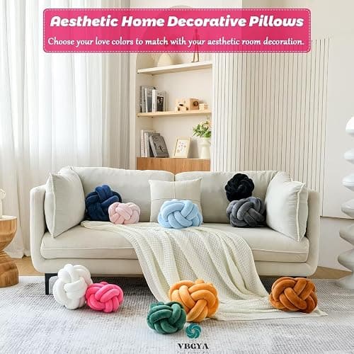 VBGYA Round Knot Plush Cushion, 11 Inch Decorative Throw Pillows for Bedroom, Sofa, Couch - Modern Designs in Hot Pink - Hot Pink - Large-11 Inch thumbnail 6
