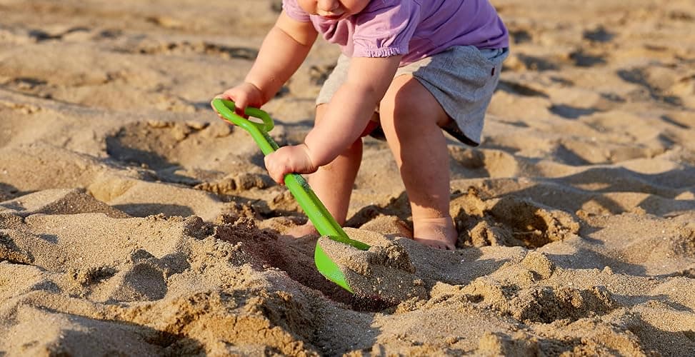 Hape Mighty Sand Shovel Beach and Garden Toy Tool Toys, Green thumbnail 6