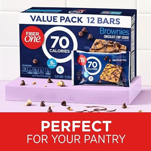 Fiber One 70 Calorie Brownies, Chocolate Chip Cookie Snack Bars, 2g Sugar, Value Pack, 12 Ct, 10.6 oz thumbnail 6
