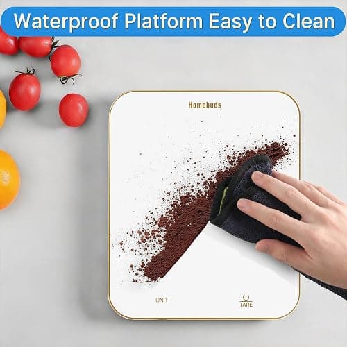 Homebuds 33lb Digital Kitchen Scales in 1g, High Precision Assured by Scales Kitchen Professional Factory SINCE 2001, Food Scales for Cooking and Baking, LED, 3*AAA, White by Golden Line thumbnail 4