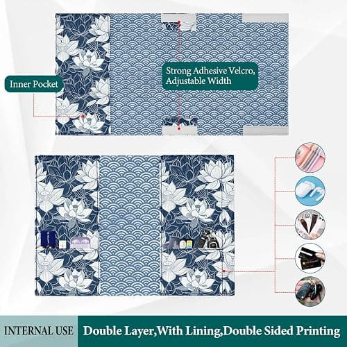 QRZIQRZ Book Cover Protector for Paperback,Adjustable Soft Canvas Fabric Book Cover with Pocket Bookmark,Double Side Print Book Dust Jacket Covers for Hardcover Book Lovers Gift Lotus Flower S thumbnail 5