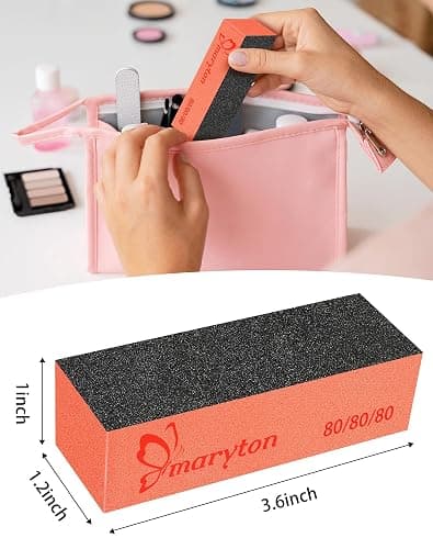 Maryton Nail Buffer Sanding Blocks, 80/80 Grit for Acrylic Nails, 10PCS | Professional Buffing Blocks, Salon Grade, Manicure Tools Kit, Black Orange thumbnail 4