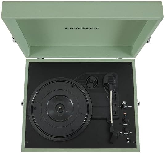 Crosley CR8017B-SA Voyager Vintage Portable Vinyl Record Player Turntable with Bluetooth in/Out and Built-in Speakers, Sage - Bluetooth In/Out - Sage thumbnail 10