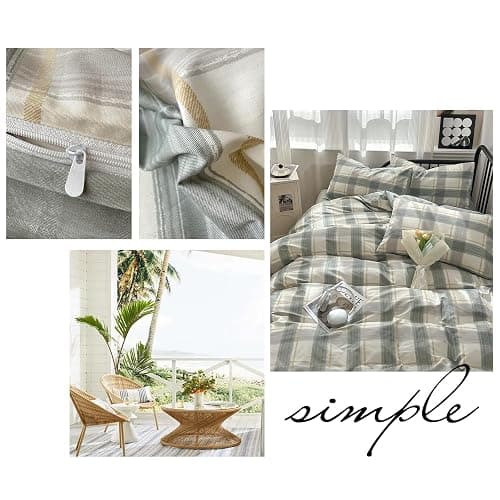 HighBuy Green Plaid Comforter Set Twin XL Size Farmhouse Comforter Sets Buffalo Grid Comforter Gingham Bedding Comforter Set Twin XL Lightweight 3 Piece Bed Set Checkered Grid Bedding Set thumbnail 3