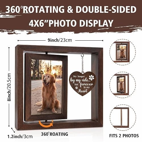 Jigfoxy Dog Memorial Gifts for Loss of Dog, Pet Cat Memorial Gifts for Dogs | Rotating Wooden Picture Frame for 4x6 Photo, Loss of Dog Cat Sympathy Passing Away Bereavement Remembrance Gift thumbnail 3