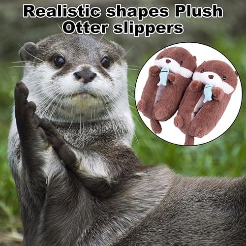 ARELUX Otter Animal Slippers Cotton Adult Unisex, Otter Plush House Shoes with Non-Slip Sole, Warm Fuzzy Lining for Indoor Outdoor Cosplay Party Valentine's Gift Idea Gift thumbnail 8