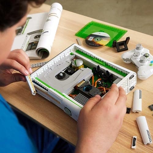 MEGA Microsoft Collectible Building Set, Xbox 360 Replica Model with 1342 Pieces, Controller and LED Lights, Build & Display Toy for Adult Collectors, HWW15 thumbnail 2