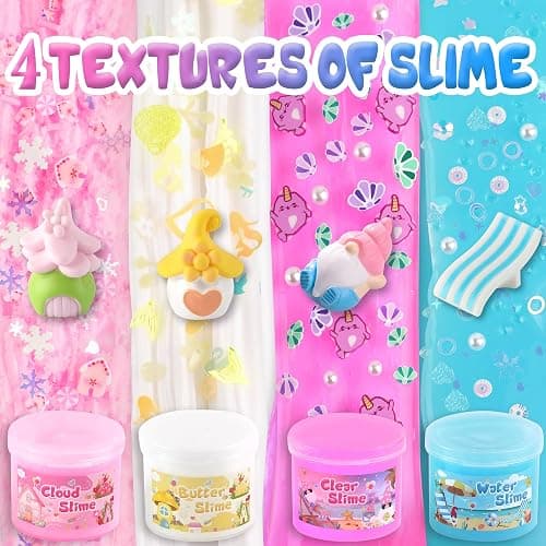 LAWOHO 6 Pack Slimes, Pink & Blue Slime Kit for Kids Ages 4-12 with Cloud, Butter & Water Slime, Non-Sticky Soft Sensory Toys, Slime Party Favors, Goodie Bag Stuffers for Girls & Boys Birthday Gifts - Mermaid Gnome thumbnail 4