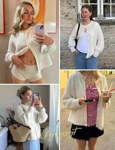 Wyeysyt Womens Cardigan Sweater Button Down Long Sleeve Chunky Soft Knit Sweater Fall Open Front Loose Casual Cardigan Coat thumbnail 6