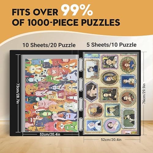 Nariolar 1000-Piece Puzzle Storage Folder: Portable, Large Jigsaw Puzzle Organizer with 15 HD Pockets, Holds 30 Puzzles, Dustproof & Protective Puzzle Accessory - 31*22.8in thumbnail 2