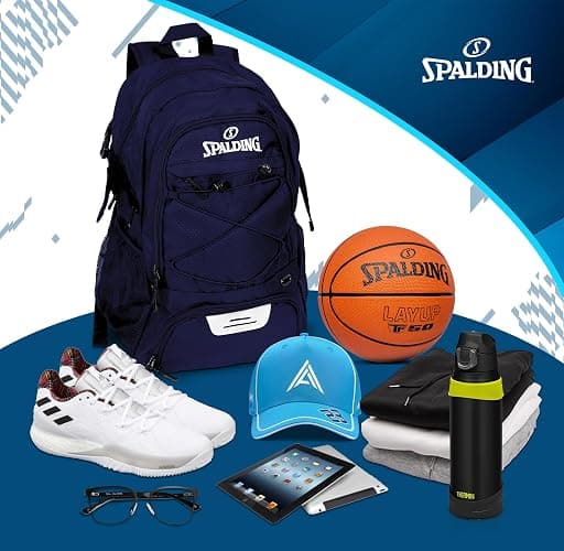 Spalding Basketball Backpack Sports Bag | Large Black Backpack with Shoe and Ball Compartment | Gifts for Basketball Players thumbnail 5