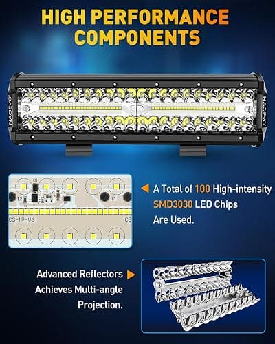 NAOEVO 12 inch LED Light Bar, 300W 30000LM LED Offroad/Driving/Fog Lights LED Bar with Wiring Harness Kit, Spot Flood LED Work Lights for Truck UTV ATV Golf Cart Boat, 1 Pc (White) thumbnail 4