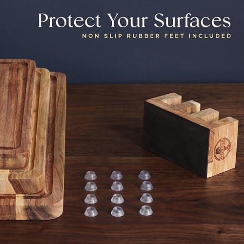 Pre-Oiled, Non Toxic 3-Piece Acacia Cutting Board Set with Stand, FSC Certified Wooden Chopping Boards, Includes 3.4 fl oz Chopping Board Oil, 3 Wood Carving Boards for Home, BBQ Kitchen, Deer & Oak thumbnail 10