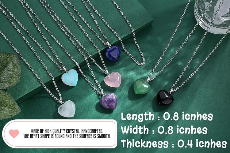 QINJIEJIE Rose Quartz Necklace Healing Crystal Necklaces Heart Love Real Crystals Reiki Energy for Women Mothers Day Gift Christmas Stocking Stuffers for Women thumbnail 4