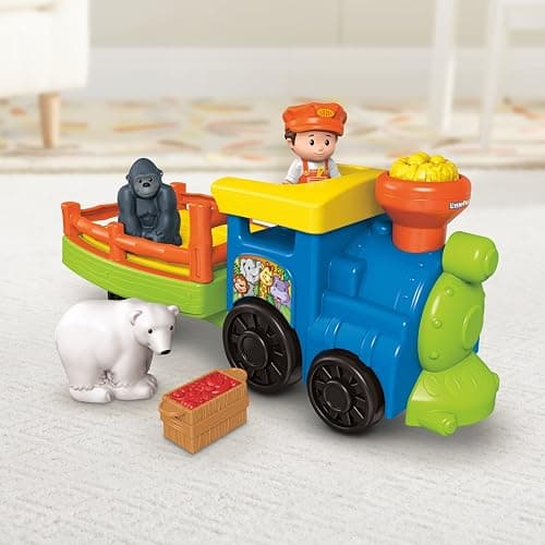 Fisher-Price Little People Toddler Toy Train Choo-Choo Zoo with Music Sounds and 3 Figures for Pretend Play Ages 1+ Years thumbnail 8