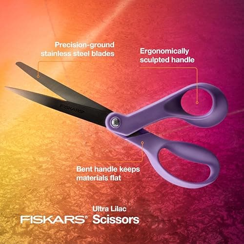 Fiskars Ultra Lilac Scissors, Explore Design Collection, High-Grade Stainless Steel Blades and Ergonomic Handles for Arts and Crafts thumbnail 3