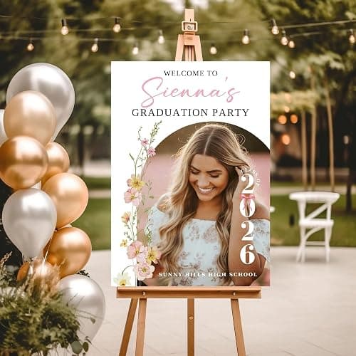 Personalized Graduation Party Welcome Sign with Photo, Class of 2026 Welcome Poster, Modern Minimalist Graduation Decorations Party, Grad Gift For Daughter, Sister, Brother, Best Friend thumbnail 5