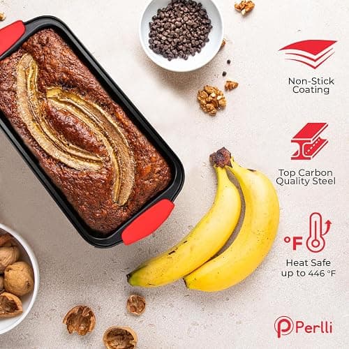 PERLLI Non-Stick 10-Piece Baking Pan Set, BPA-Free Carbon Steel Bakeware Set with Silicone Handles, Stackable Kitchen Oven Set, Cookie Sheet, Baking Tray, Baking Sheet Set, Oven Safe (446°F) thumbnail 3