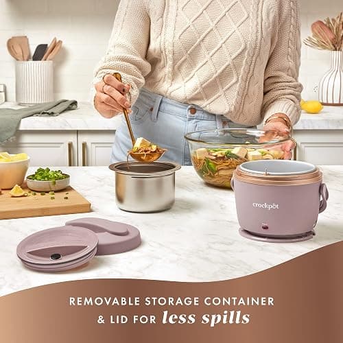 Crock-Pot 20-Ounce Electric Lunch Box, Portable Food Warmer, Blush Pink | Perfect for Travel, Car, On-the-Go | Spill-Free, Dishwasher-Safe thumbnail 4