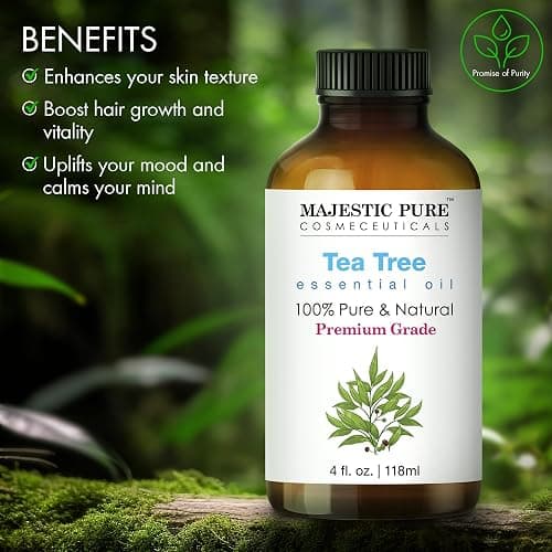Majestic Pure Tea Tree Essential Oil with Glass Dropper - Huge 4 Fl Oz - 100% Pure and Natural Tea Tree Oil - Premium Grade Essential Oils for Diffuser, Aromatherapy, Soap and Candle Making thumbnail 3