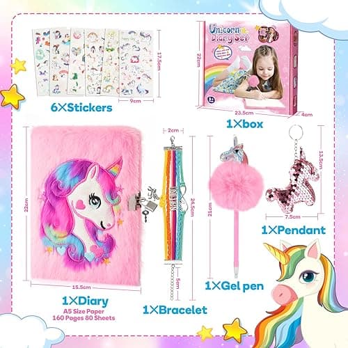 Gifts for 4-12 Year Old Girls, Luckades Unicorn Toys Diary with Lock for Girls Age 4-12 Educational Toys Unicorn Journal Notebook Unicorn Gifts for Girls Age 4-12 - Unicorn Diary thumbnail 6